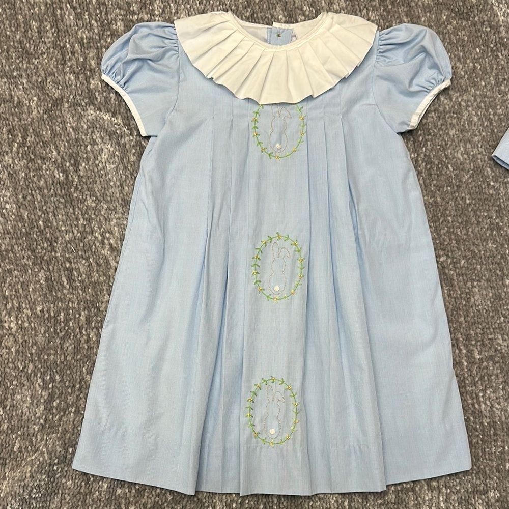 EUC The Proper Peony bunny embroidered dress with ruffle collar 4t